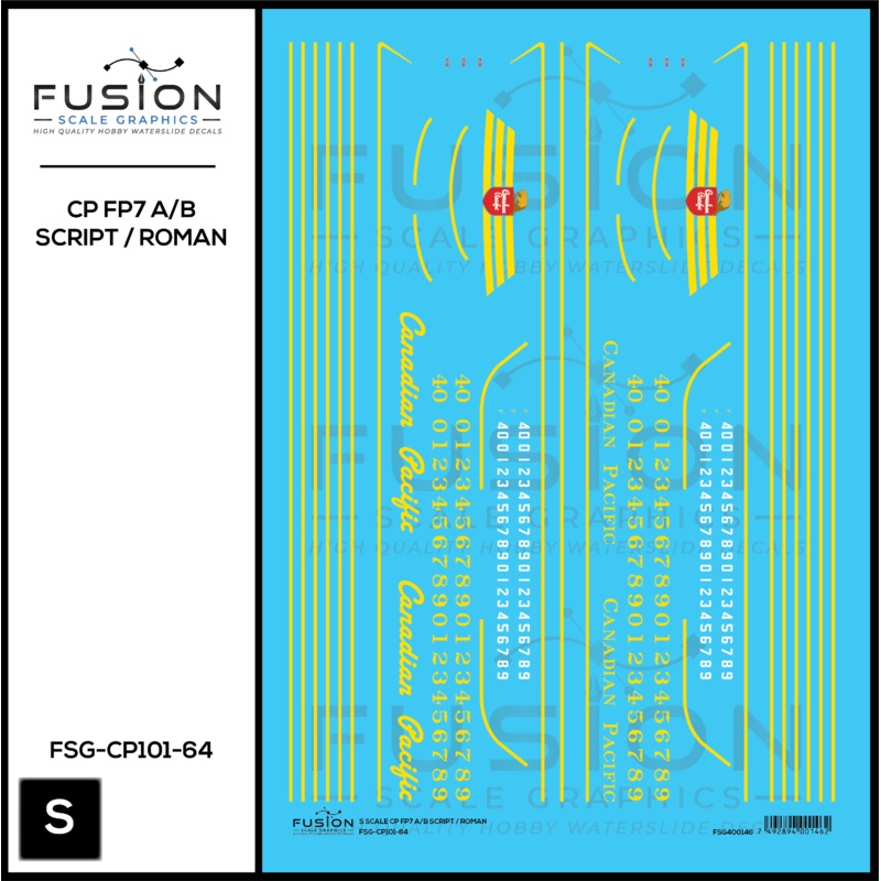 S Scale Canadian Pacific EMD FP7 A/B Locomotives Decal Set