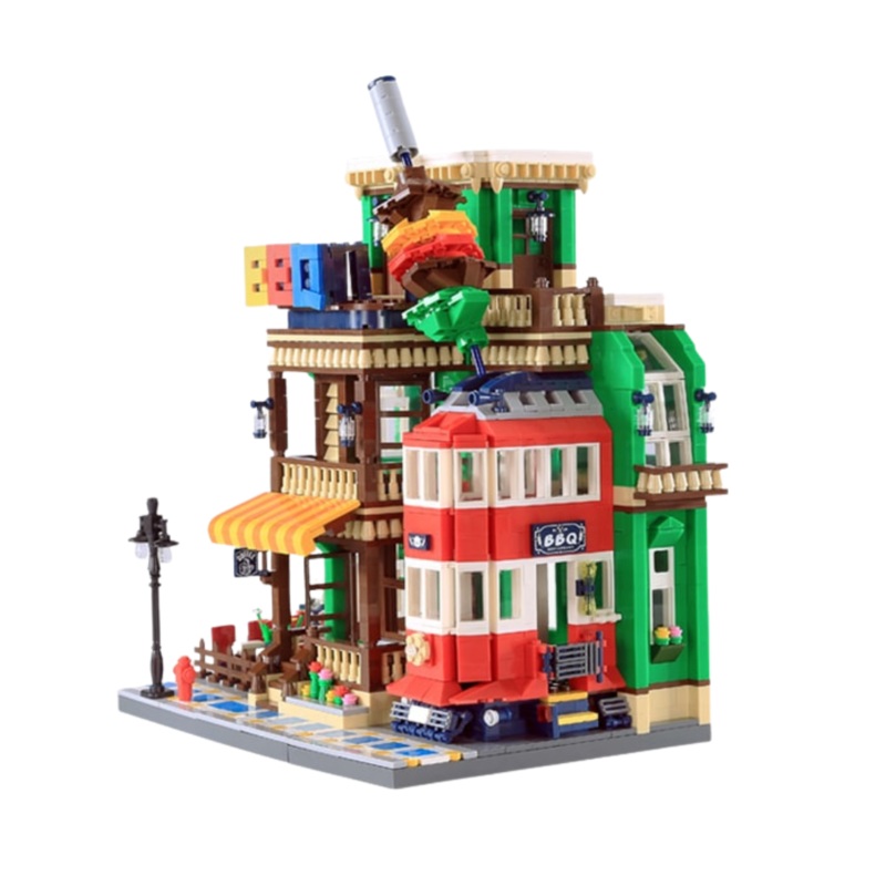WANGE 6313 BBQ Restaurant 1,922Piece Modular Architecture Set