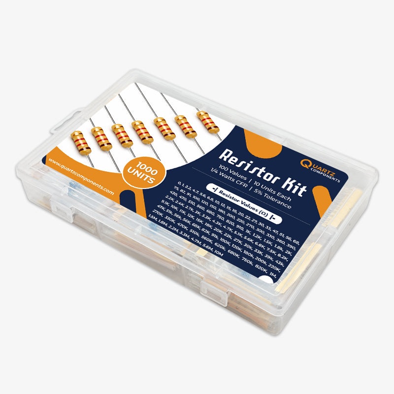 100 Values Through Hole Resistor Kit from 0 Ohm to 10M Ohm 1/4 Watt with 5% Tolerance - 1000Pcs