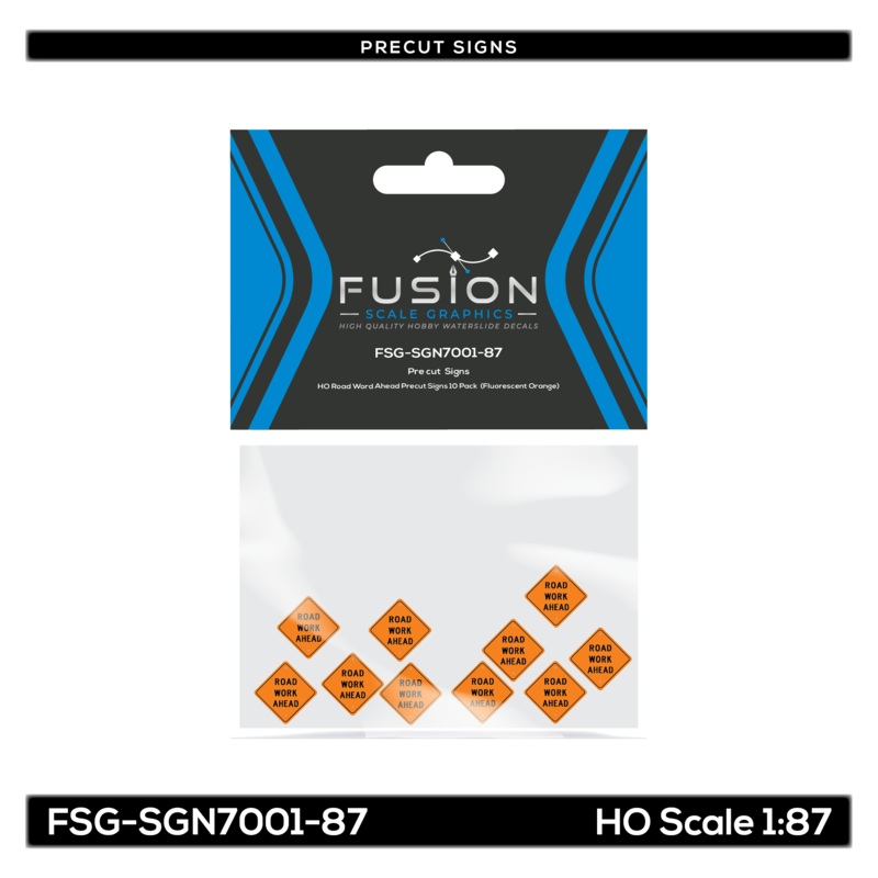 HO Road Word Ahead Precut Signs 10 Pack (Fluorescent Orange)