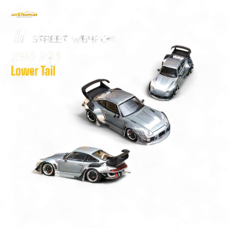 Street Weapon Porsche RWB 993 Raw Varnish Color Low Wing 1:64