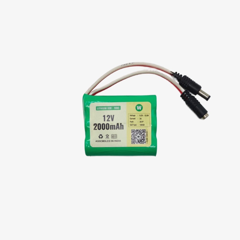 WATTNINE 12V 2000mAh Rechargeable Lithium Battery Pack with Warranty