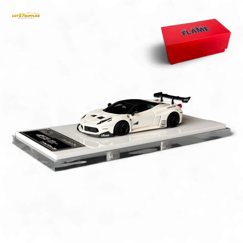 Flame Ferrari 458 GT LB Wide-Body - White 1:64 Resin