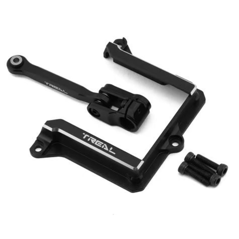 Treal Hobby 7075 Aluminum Steering Servo Horn Tie Rod Link & Mount Set for Traxxas Maxx & Maxx Slash (25T) Black