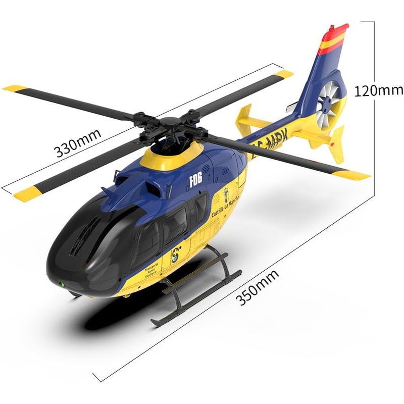 F06 RC Helicopter with Light 1/36 2.4G 6CH Direct Drive Brushless Motor Aerobatic EC135 with Intelligent Module RTF Version Yellow