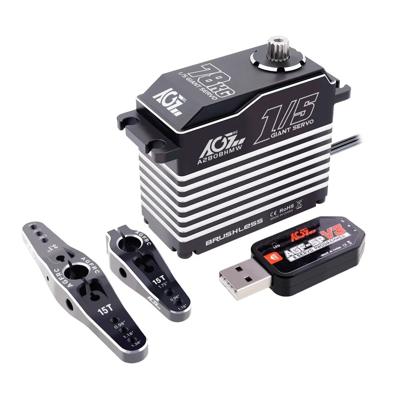 AGFRC A280BHMW - 1/5 Scale Giant Servo 78KG High Torque Steel Gears Programmable Digital Brushless RC Racing Servo For Crawler A280BHMW
