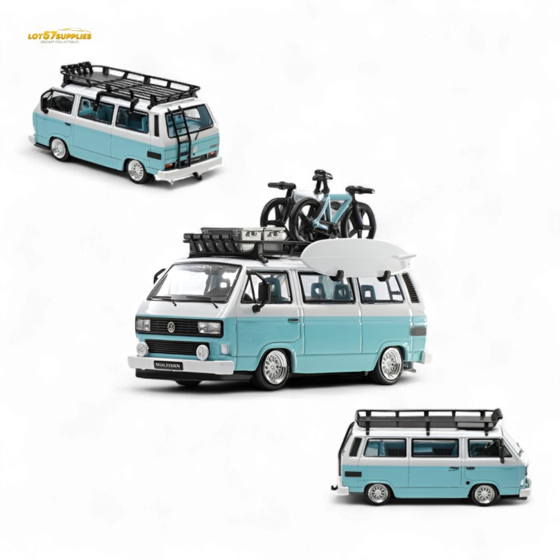 Mortal VW T3 Lowrider Van Tiff Blue + White 1:64
