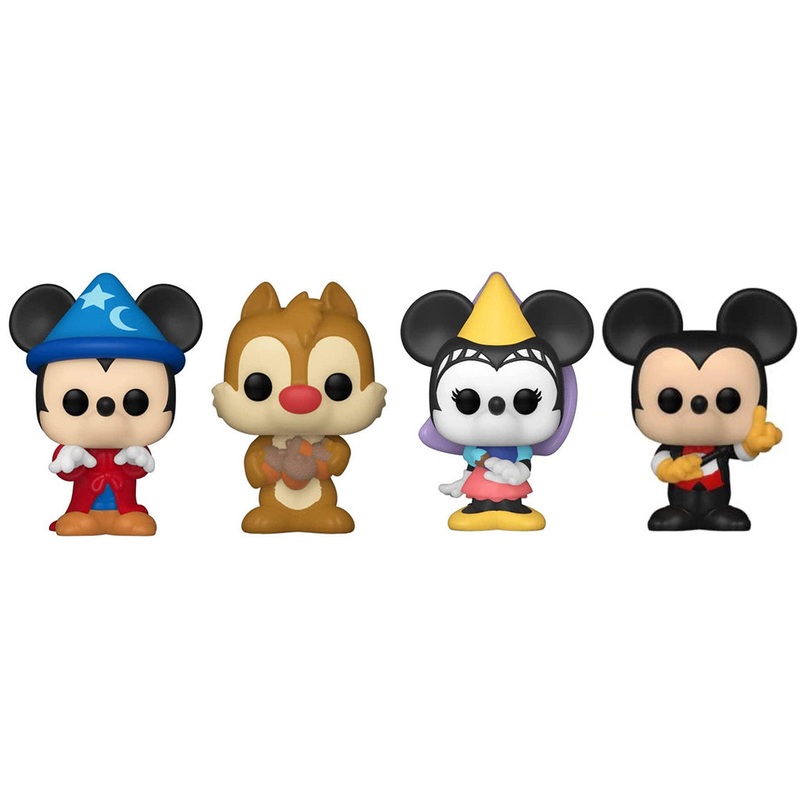Out-Of-Box Bitty Pop! Sorcerer Mickey, Dale, Princess Minnie & Conductor Mickey (Series 3) 4-Pack w/ Shelf