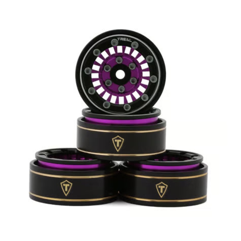 Treal Hobby Type C 1.0" Aluminum Beadlock Crawler Wheels (4) (27.3g) Purple