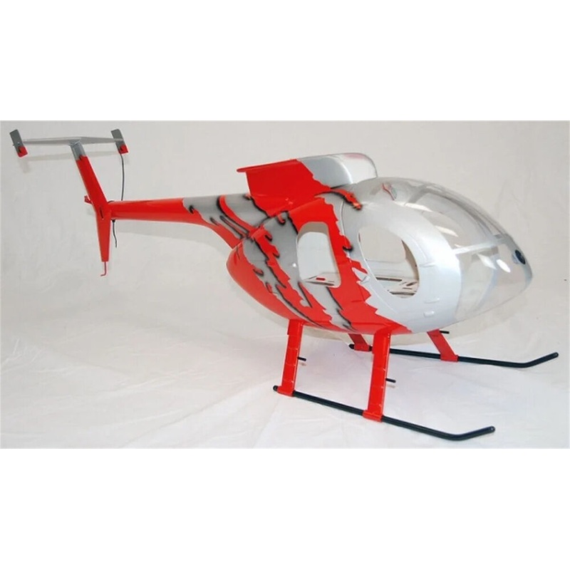 MD-500E G-JIVE 500 Red Painting RC Helicopter Fuselage with Tail Fins Parts RC Toys