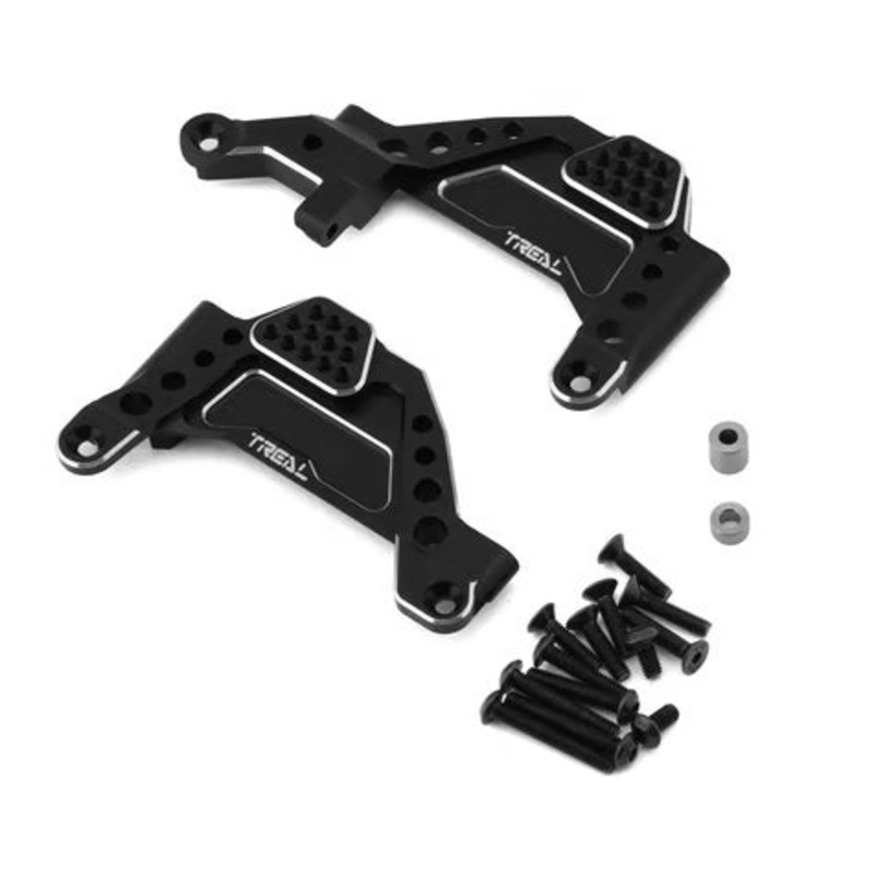 Treal Hobby Axial SCX10 III CNC Aluminum Front Shock Mounts (2) w/Pan Hard Mount Black