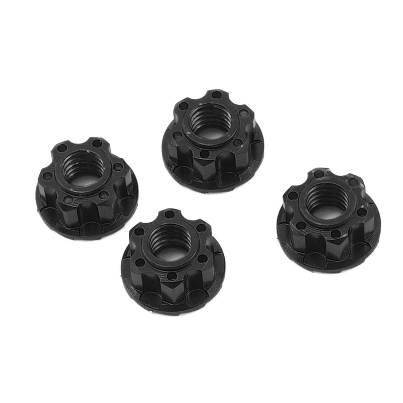 Yeah Racing 4mm Aluminum Serrated Wheel Lock Nut (4) (Black) Black & Gold
