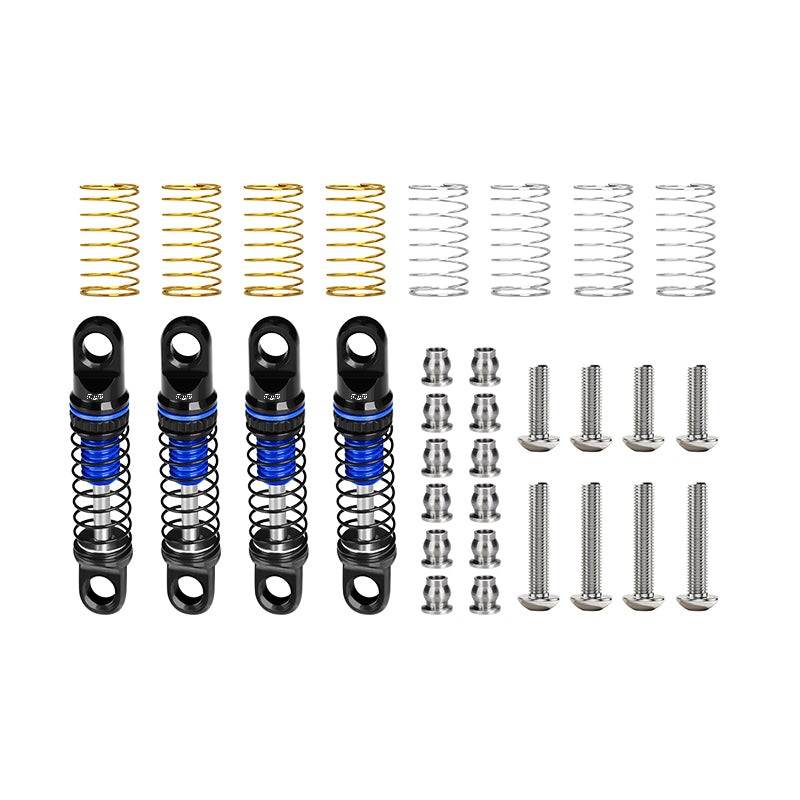 GPM RACING,AXIAL-SCX30 ALLOY ADJUSTABLE SHOCK SET 26MM (4) SCX30/26FR BLUE