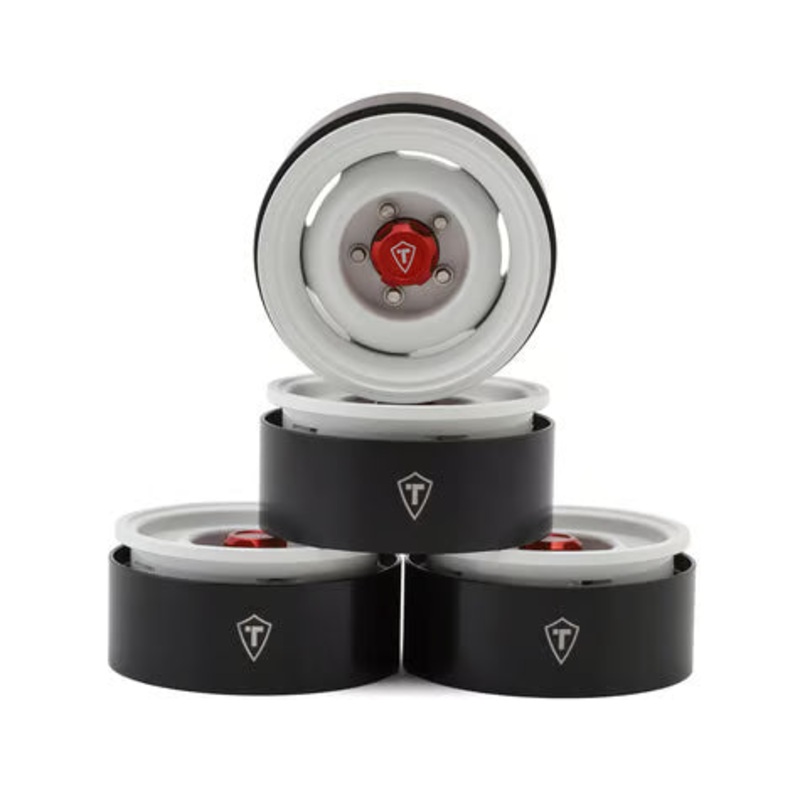 Treal Hobby 1.9" Aluminum Retro-Style Vintage Wagon Crawler Beadlock Wheels (132.5g) (4) White