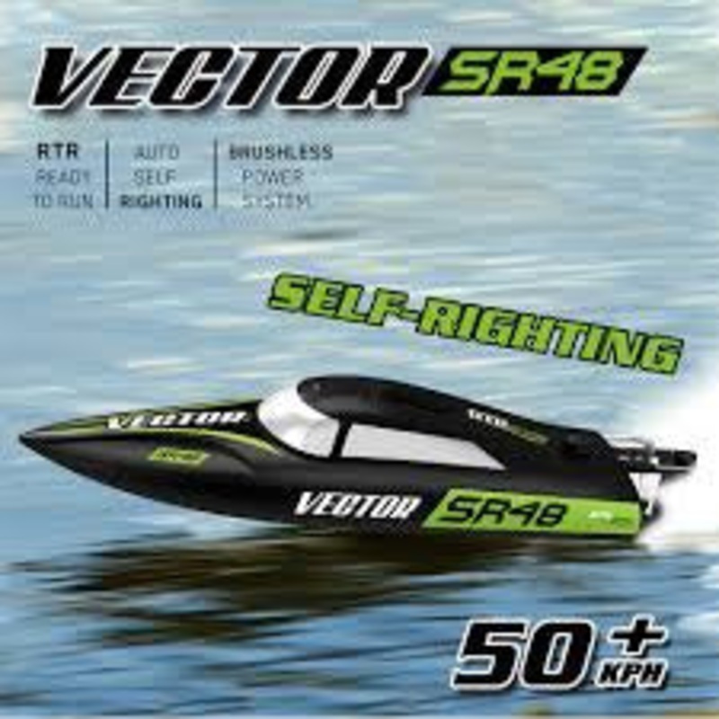 Vector SR48 Brushless RC Race Boat 50 km/h High-Speed RTR with 3S LiPo & Self-Righting Hull