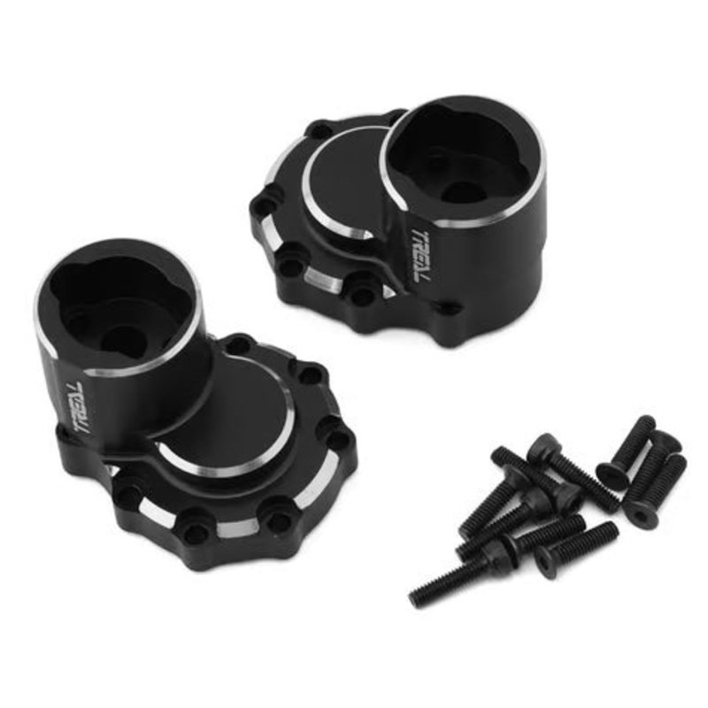 Treal Hobby Aluminum Rear Inner Portal Housing Cover for Traxxas TRX-4 (2) Black