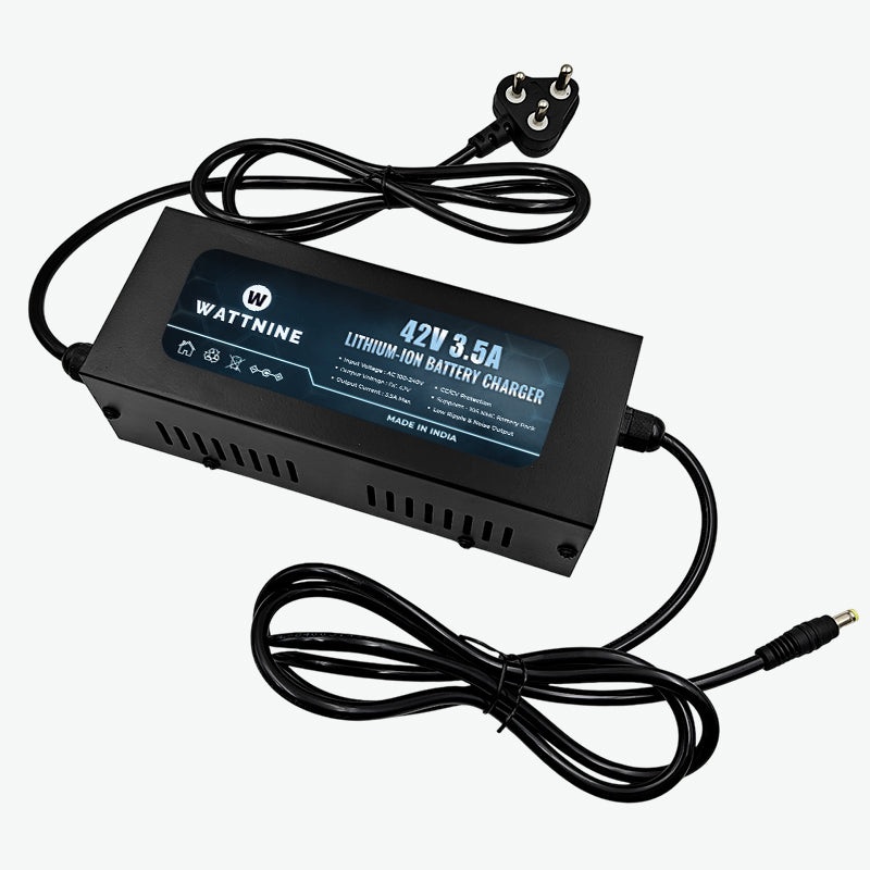 WATTNINE 42V 3.5A Lithium-Ion Battery Charger for 10S NMC Battery Pack - 147W Table-Top Charger with CC & CV