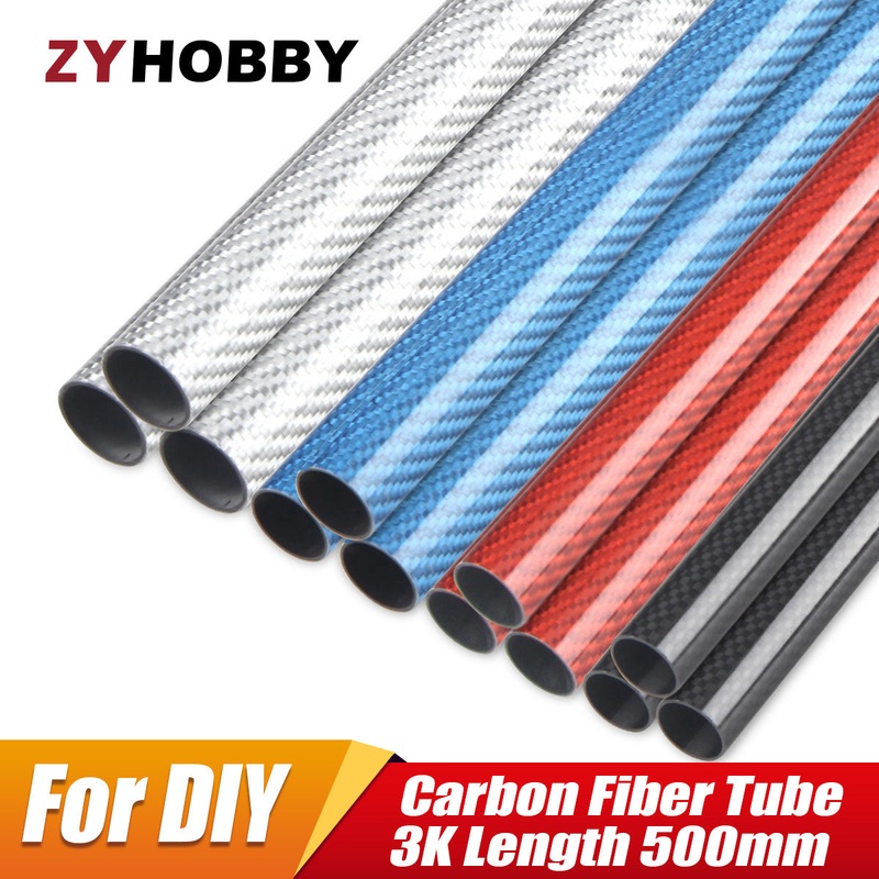 Colored 2pcs 10x12mm 500mm Length 3K Glossy Surface Carbon Fiber Tube Red