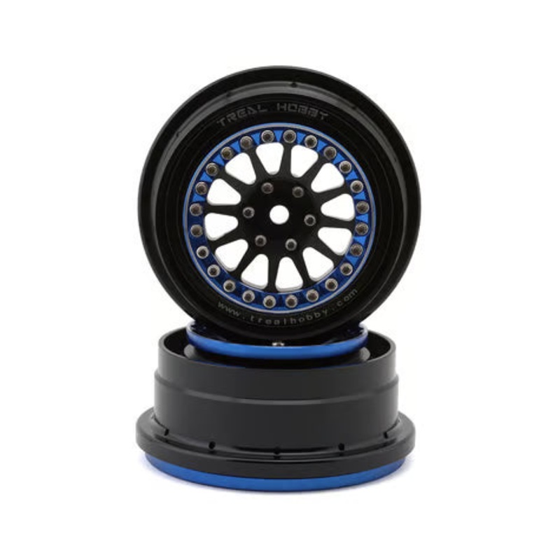 Treal Hobby Type B Aluminum Beadlock Wheels for Traxxas UDR (2) w/17mm Hex Blue/Black