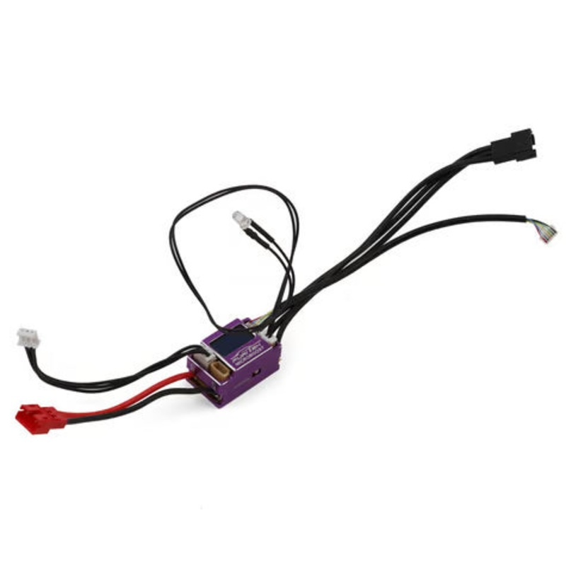 FURITEK FUR-2687 MICROBOOST 2S LiPo 25A/50A Brushless ESC for 1/24 & 1/28 Drift/Race Cars - Sensored/Sensorless, Purple Color with LCD Display, Solderable and Wire Replaceable
