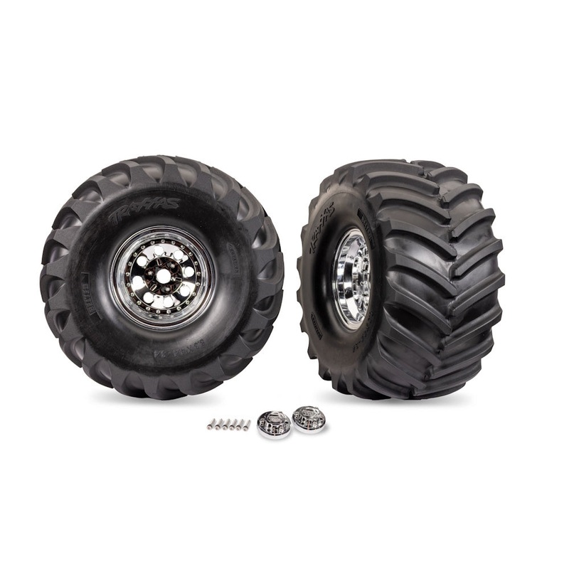 Traxxas 7696 Chrome X-Monster Wheels w/ Terra Groove Tires (2)