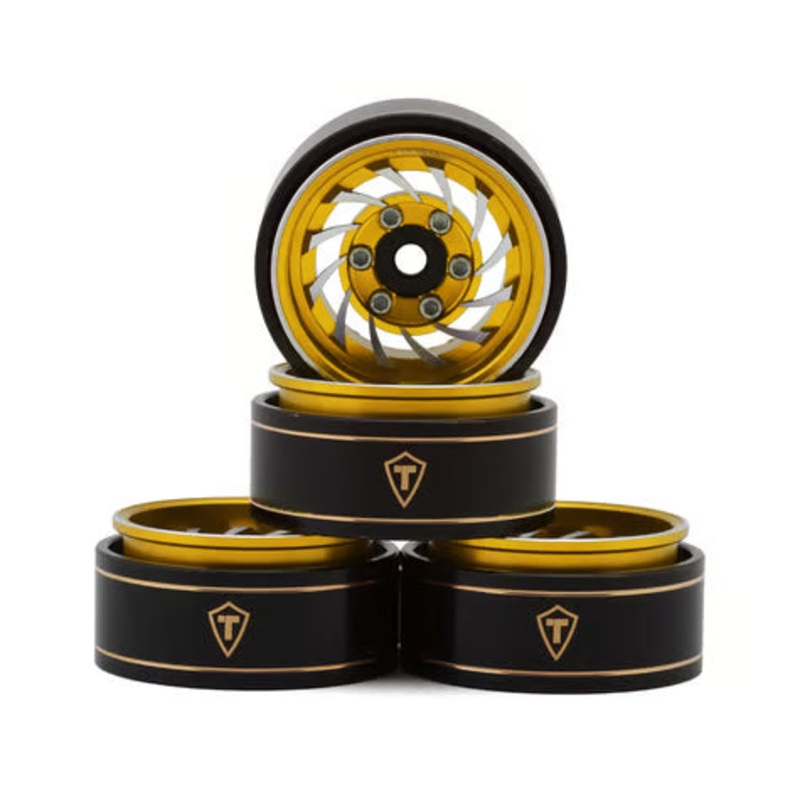 Treal Hobby Type L 1.0" Aluminum Cyclone Beadlock Wheels (4) (27.5g ea) Gold