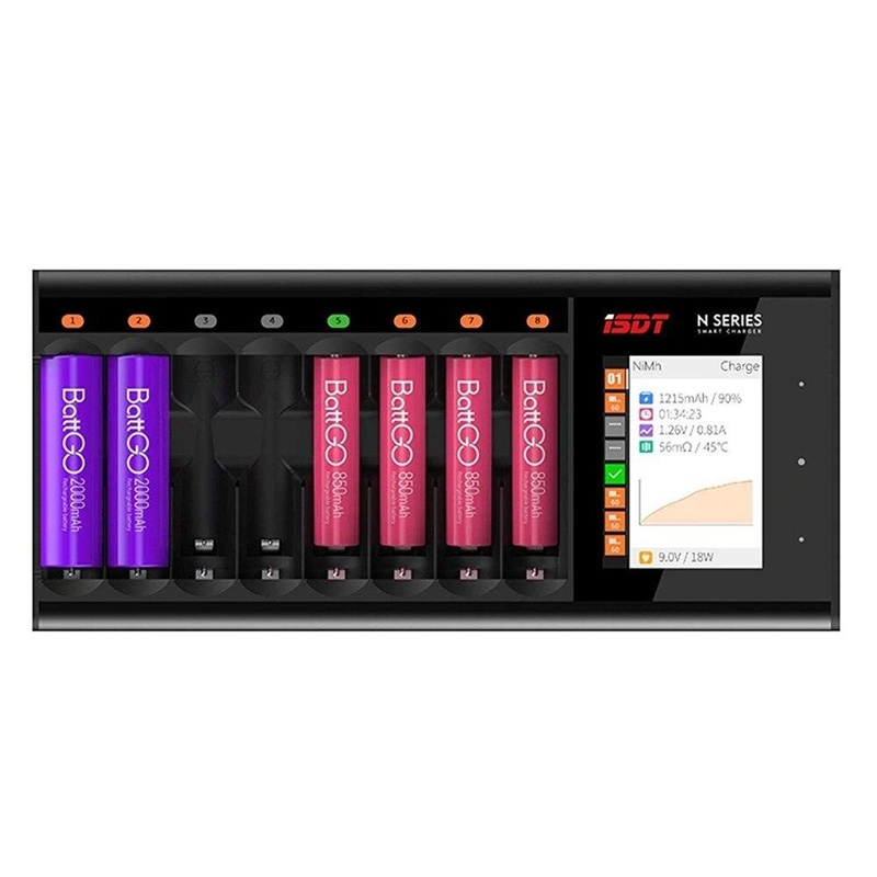 ISDT N8 Charger - N16 N24 AA AAA Battery Charger DC Smart Battery Charger For Battery of Li-lon LiHv Ni-MH Ni-Cd LiFePO4 FPV Drone Battery Charger N8