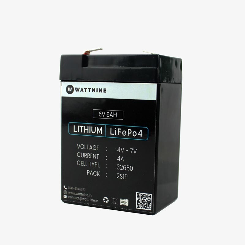 WATTNINE 6V 6Ah Lithium Battery for Toy Cars and Bikes - Long Life, Light Weight