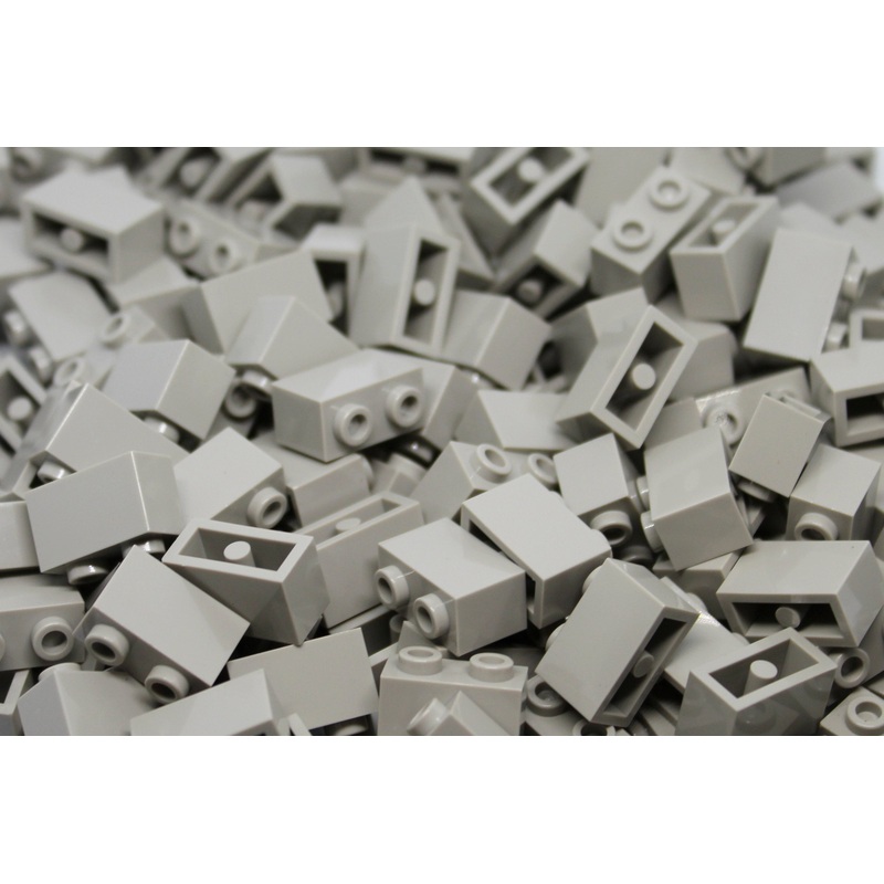 1x2 Stud Bricks 200 Pack (Light Gray)
