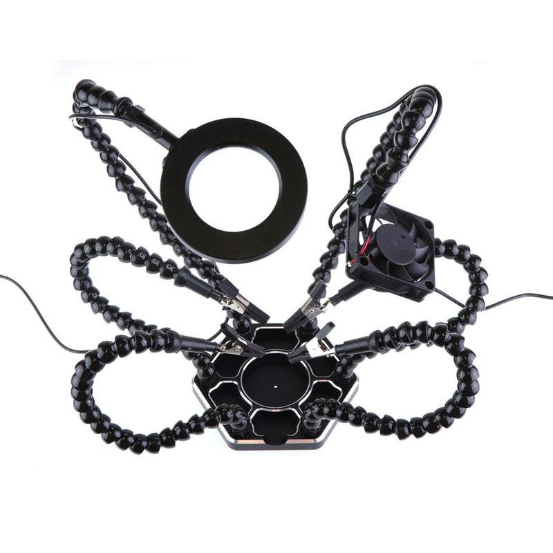 HELPING HANDS TOOL WITH LED MAGNIFIER LAMP AND FAN (USB POWERED)