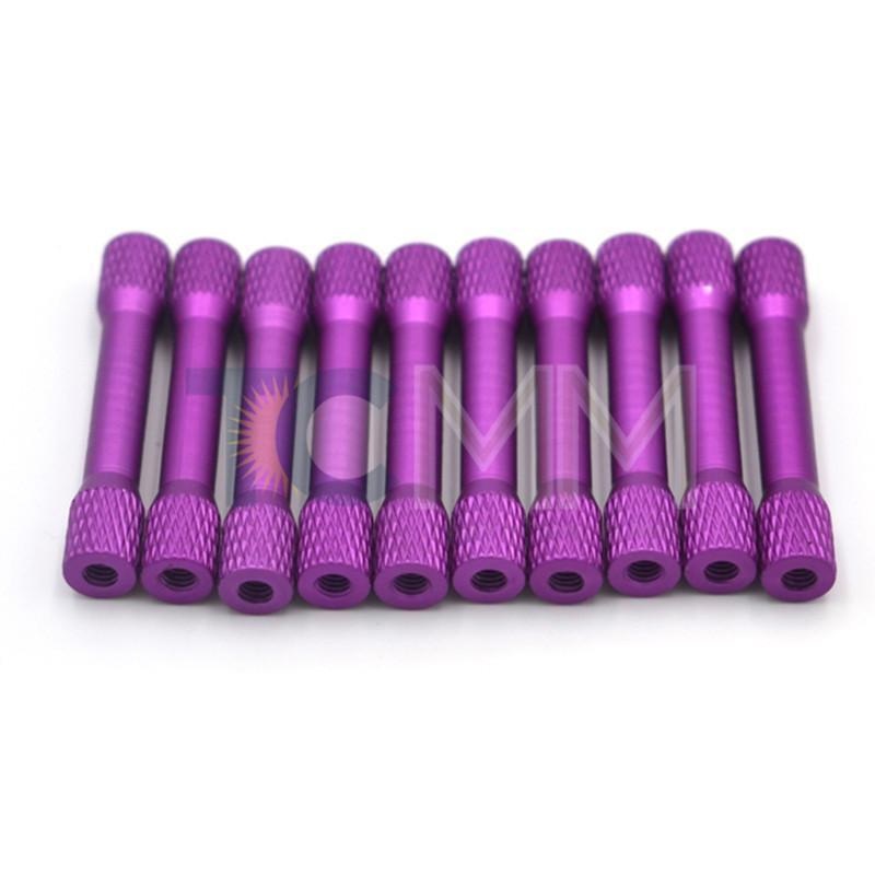 M3 x35mm Aluminium Knurled Standoff 10 pcs Purple