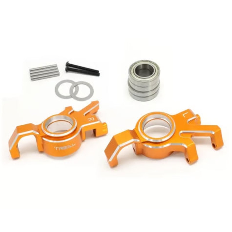 Treal Hobby 7075 Aluminum Front Hub Steering Knuckle Set for Traxxas X-Maxx (2) Orange