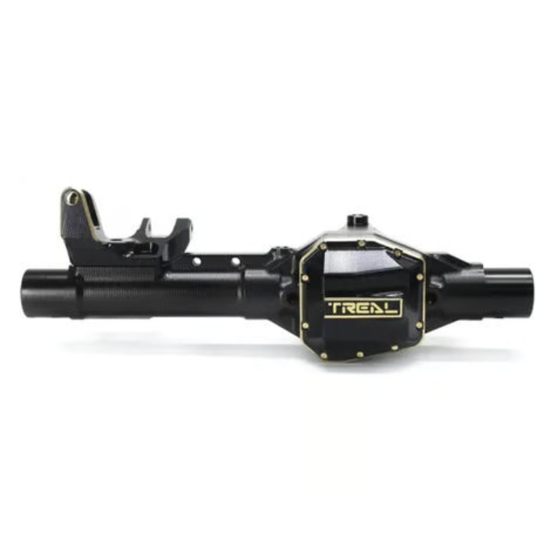 Treal Hobby Axial SCX10 Pro 7075 Aluminum Front Axle Housing w/Brass Differential Cover Black