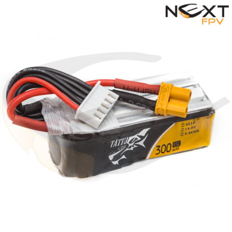 Tattu 300mAh 4S 45C Lipo Battery Pack with XT30 plug
