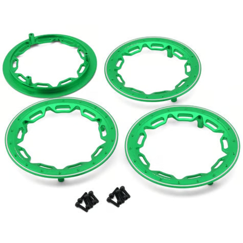 Treal Hobby 7075 Aluminum Front Wheel Rings for Traxxas Funco Pro Scale (4) (3.5") Green
