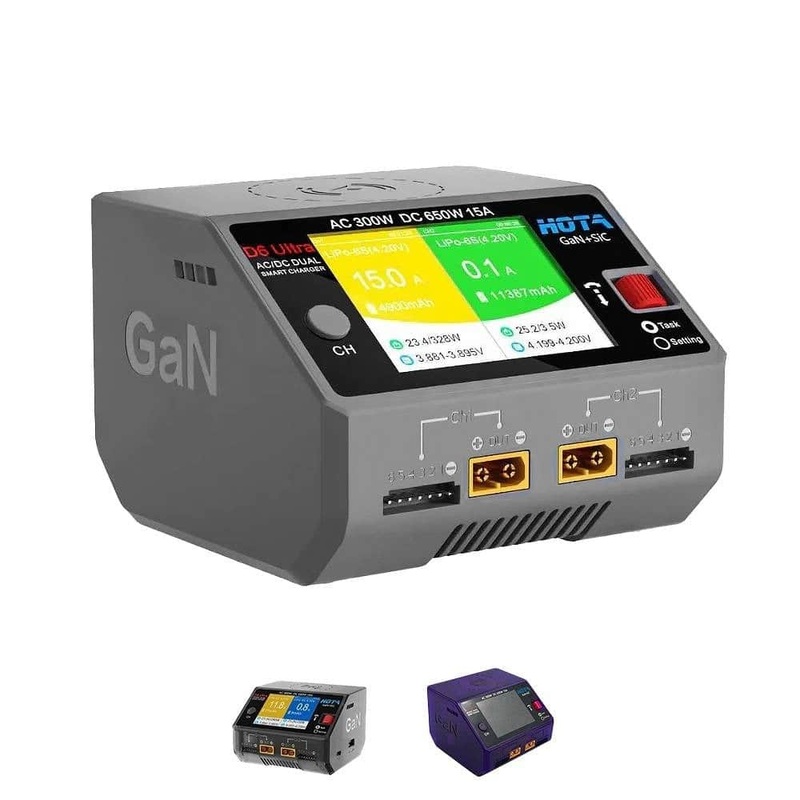 HOTA D6 Ultra GaN AC/DC Dual Channel Smart Charger Clear Black