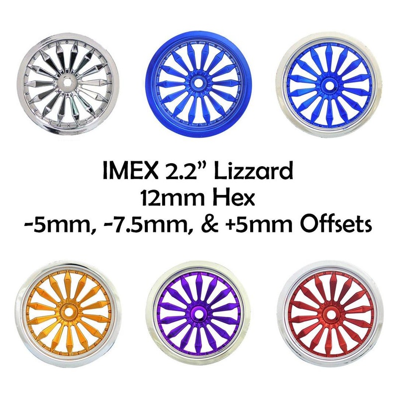IMEX 2.2" Lizard Rims - 12mm Hex (1 Pair) Chrome