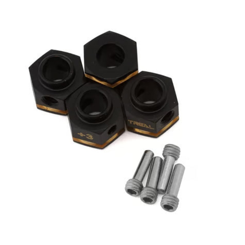 Treal Hobby Brass Hex Adapters for Traxxas TRX-4 (4) (+3mm) (Black) (4) (+3mm)