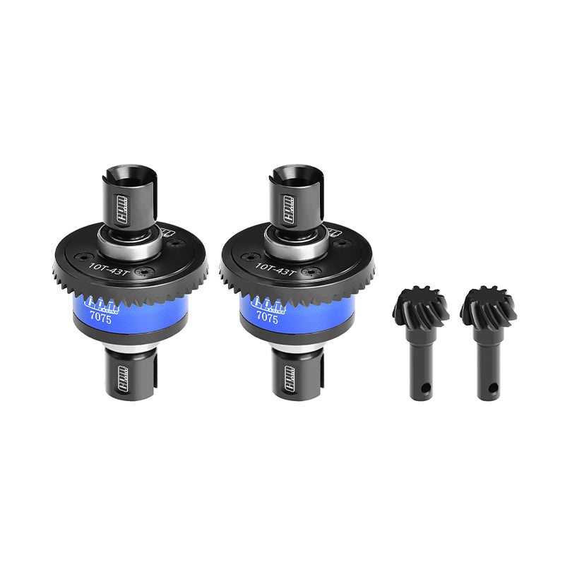 GPM RACING,TRAXXAS-SLEDGE MONSTER (No Diffs Oil) 20CrMnTi STEEL + 7075 ALLOY 10/43T FRONT & REAR COMPLETE DIFFERENTIAL SLE1043S/2 BLUE