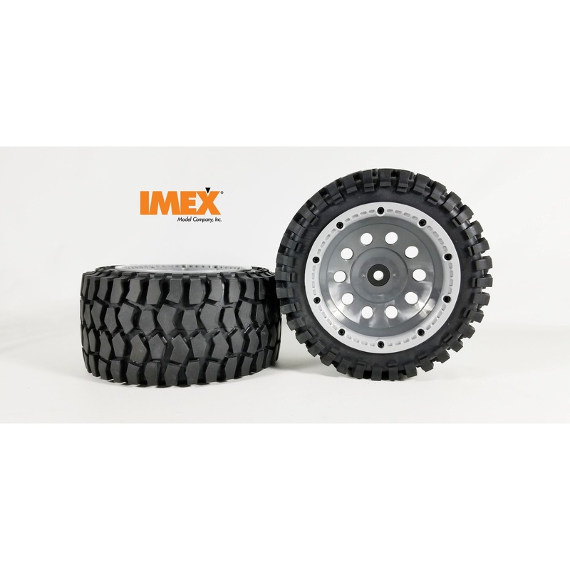 K-Rock Tires & Pluto Rims with Beadlocks - Rear (1 Pair) (Choose Color) Black Rims with Black Beadlocks