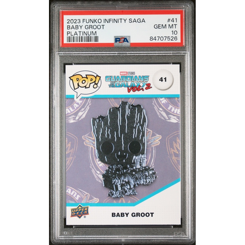 2023 UPPER DECK FUNKO POP MARVEL BABY GROOT PLATINUM #41 PSA 10