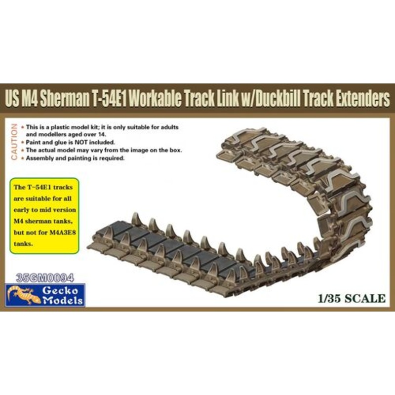 Gecko 35GM0094 1/35 US M4 Sherman T-54E1 Workable Track Link w/Duckbill Track Extenders