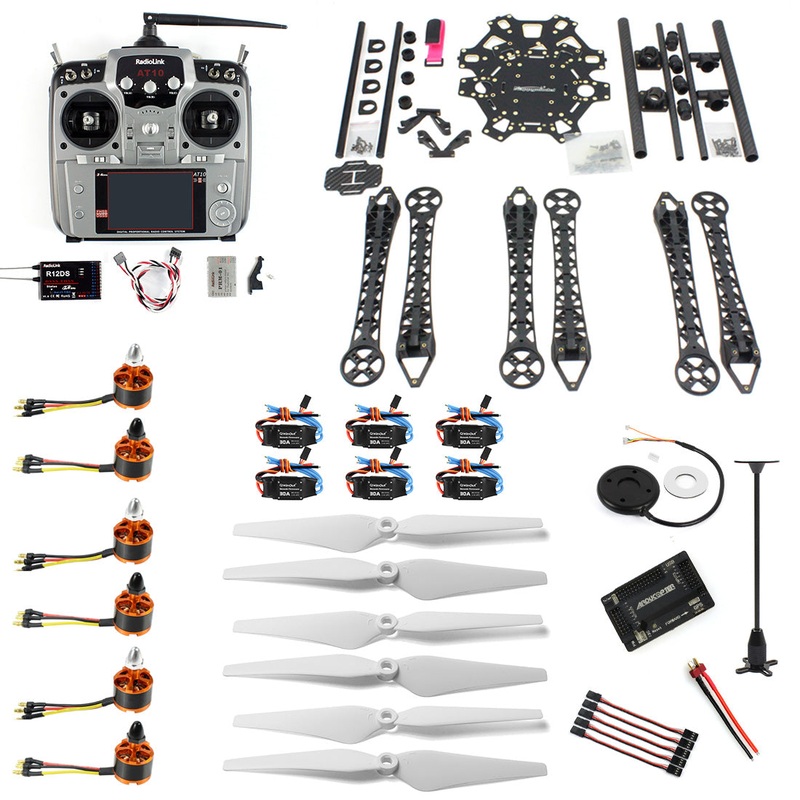 QWinOut DIY RC Drone 6-axle Aircraft Kit HMF S550 Frame 6M GPS APM 2.8 Flight Control No Transmitter No Battery