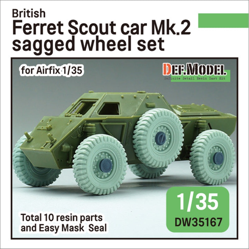 Def Model DW35167 1/35 British Ferret Scout car Mk.2 Sagged Wheel set (for Airfix 1/35 kit)
