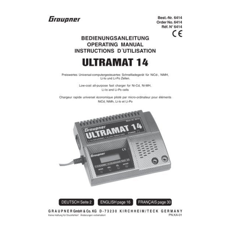 Graupner Ultramat 14 Charger with mains lead - SECOND HAND -BOXED