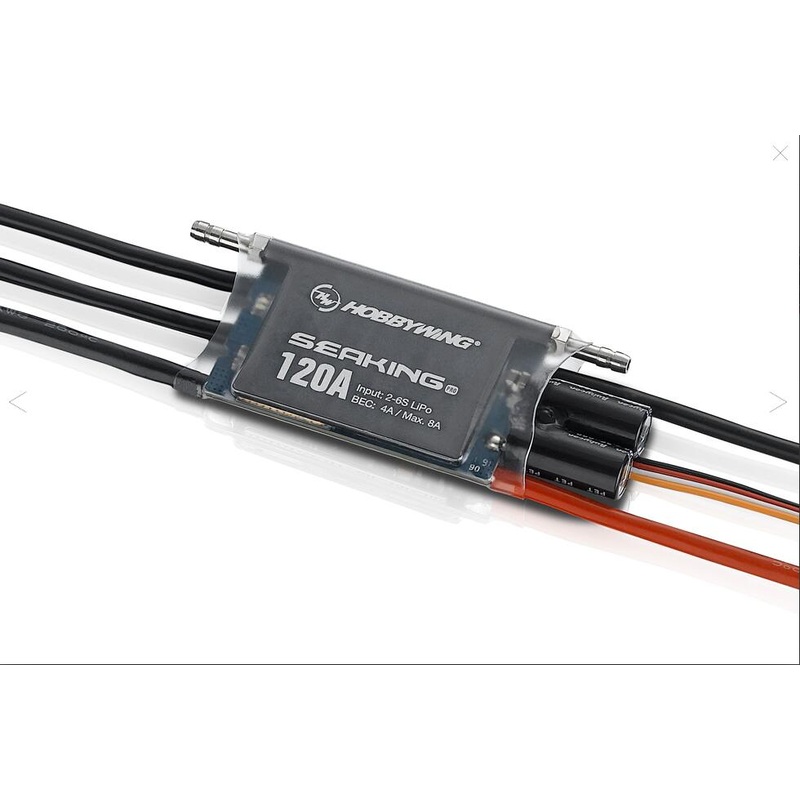 Hobbywing Seaking Pro 120A Waterproof Brushless ESC Speed Controller for RC Toys Boats SeaKing-120A-Pro (Professional Edition)