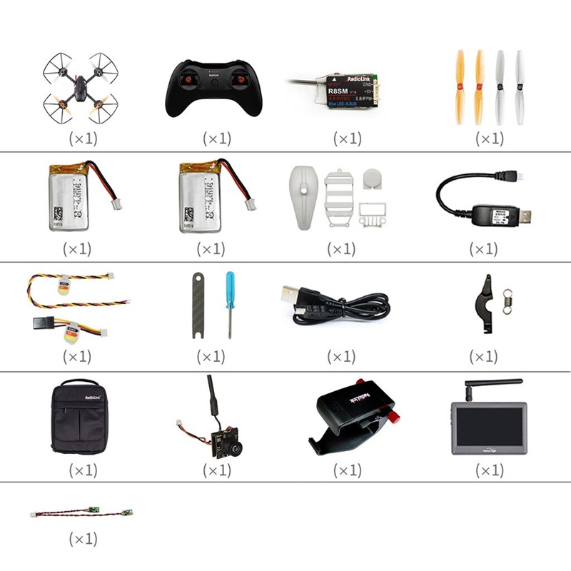 Radiolink F121 121mm RTF FPV Racing Drone Mini Quad T8S Controller with R8SM Receiver 3 Flight Mode for Kids Education Basic version