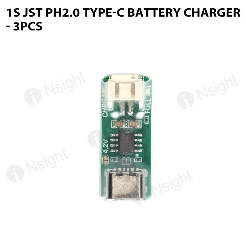 1S JST PH2.0 Type-C Battery Charger - 3pcs