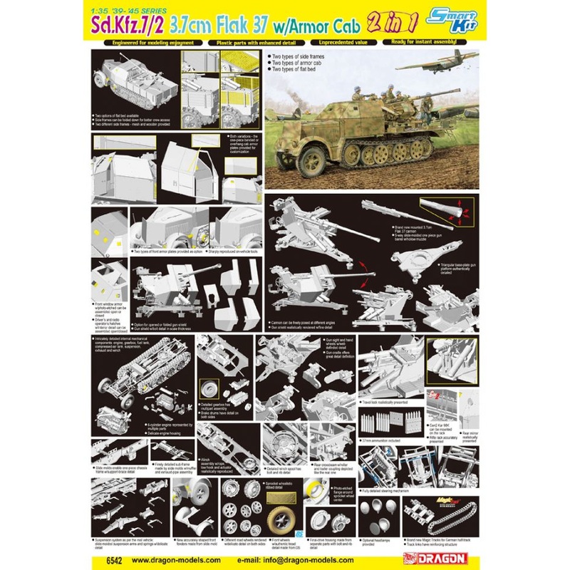 Dragon 6542 1/35 Sd.Kfz.7/2 3.7cm Flak 37 w/Armor Cab