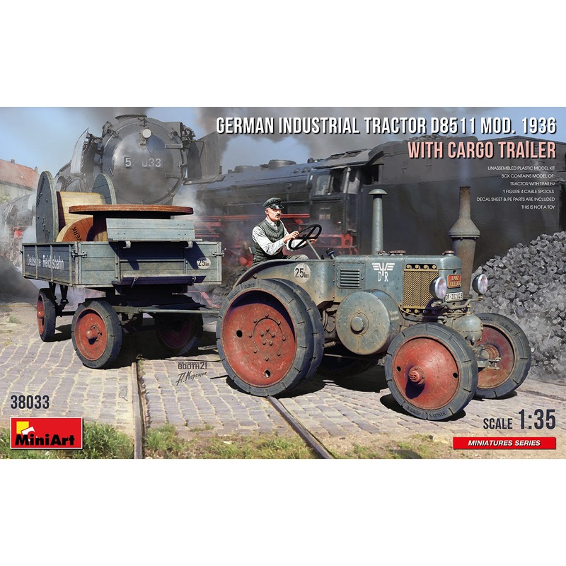 MiniArt 38033 1/35 German Industrial Tractor D8511 MOD. 1936 w/ Cargo Trailer